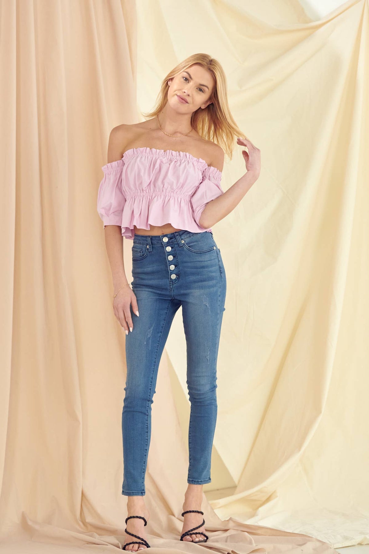 Fore Collection Off the Shoulder Ruffle Top