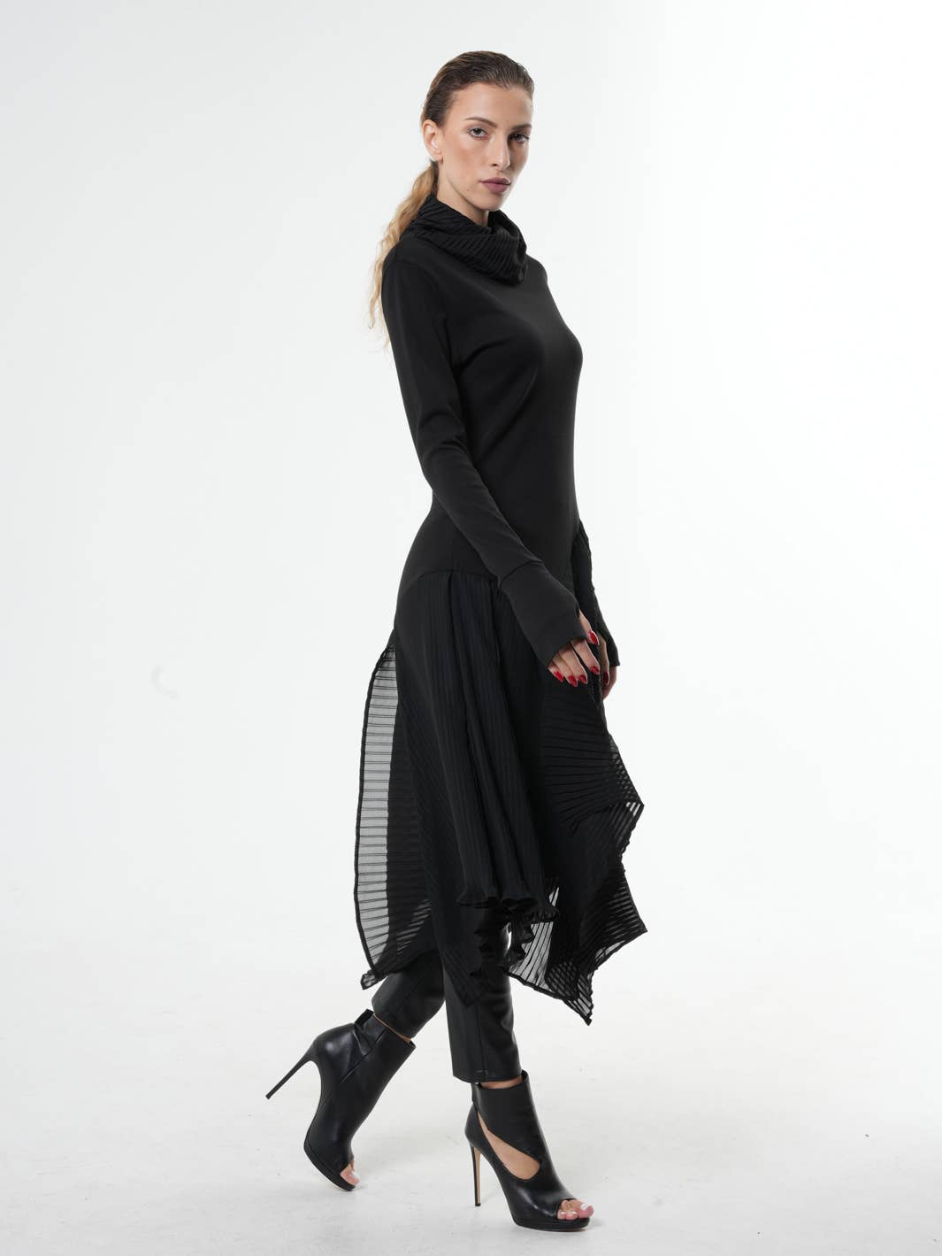 Metamorphoza Pleated Chiffon Dress