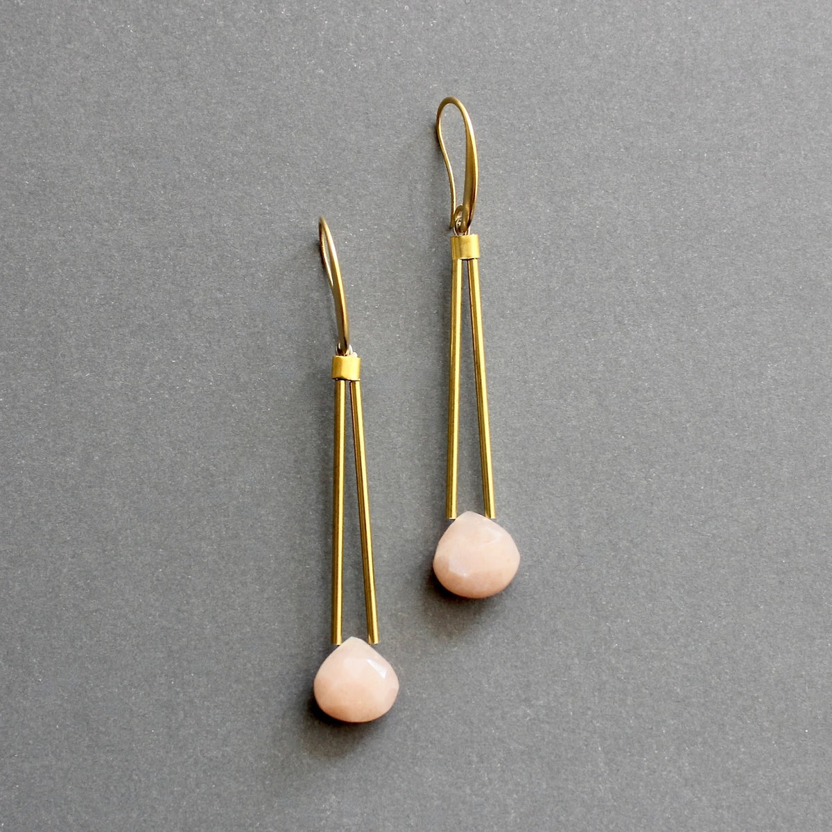 David Aubrey Peach Moonstone Drop Earrings