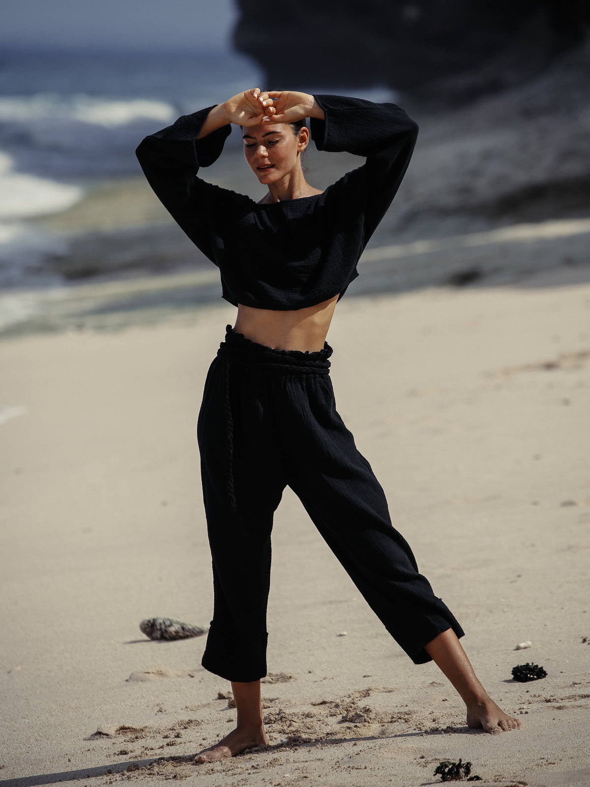 The Handloom Paloma Paper Bag Pants - Black