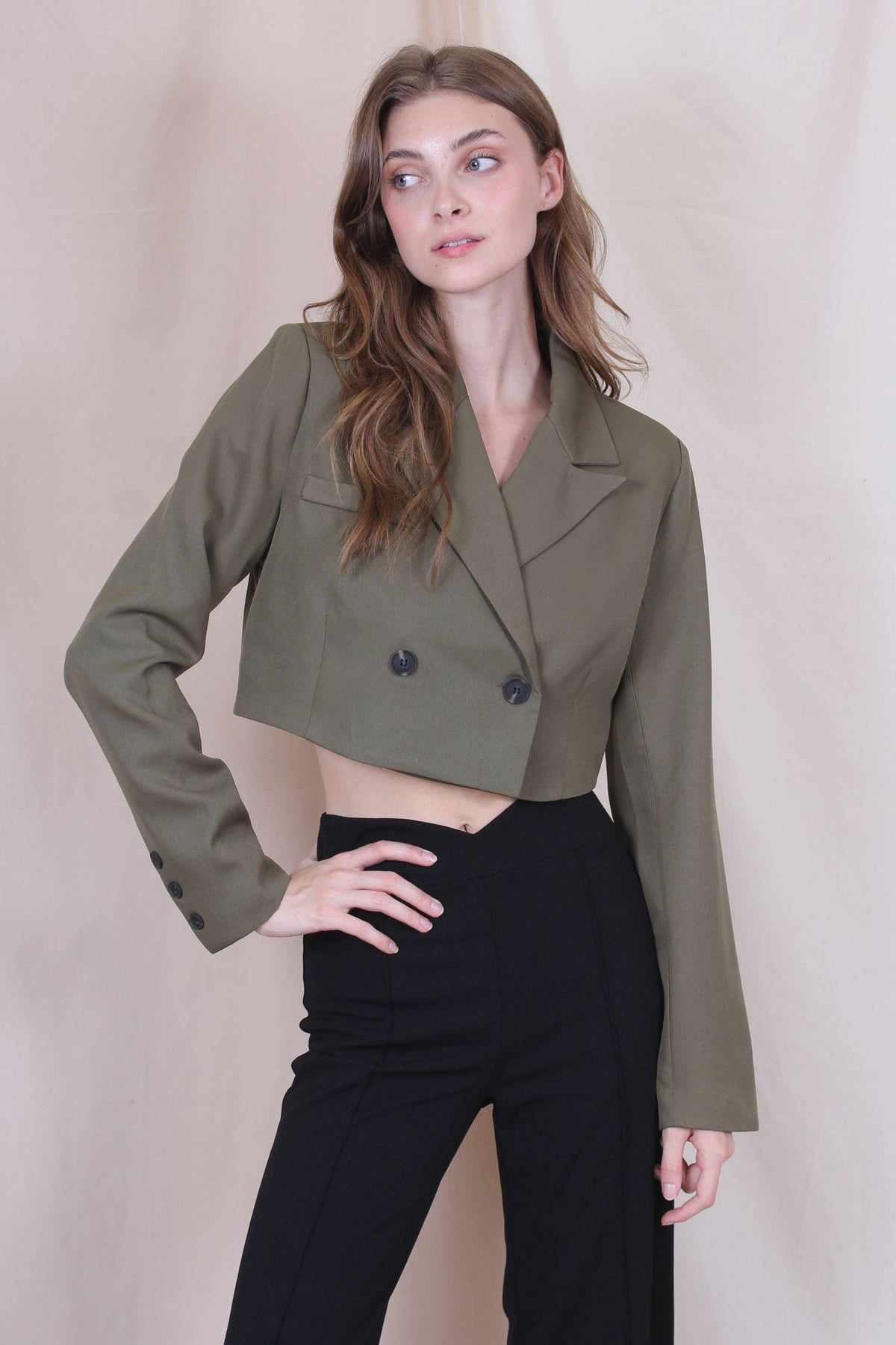 Fore Collection Green Cropped Blazer
