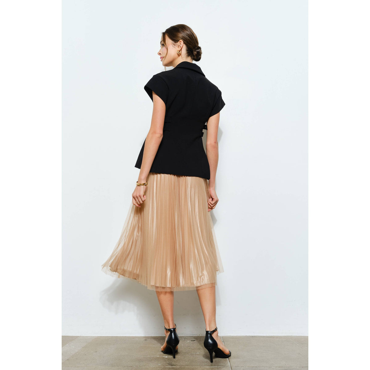 INA Shimmer Pleated Tulle Skirt