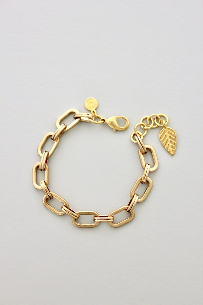 David Aubrey Gold Chunky Paperclip Chain Bracelet