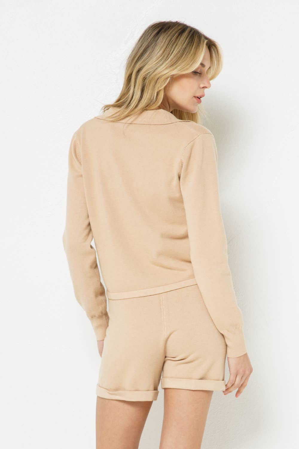 Fore Collection Nude V-Neck Pullover