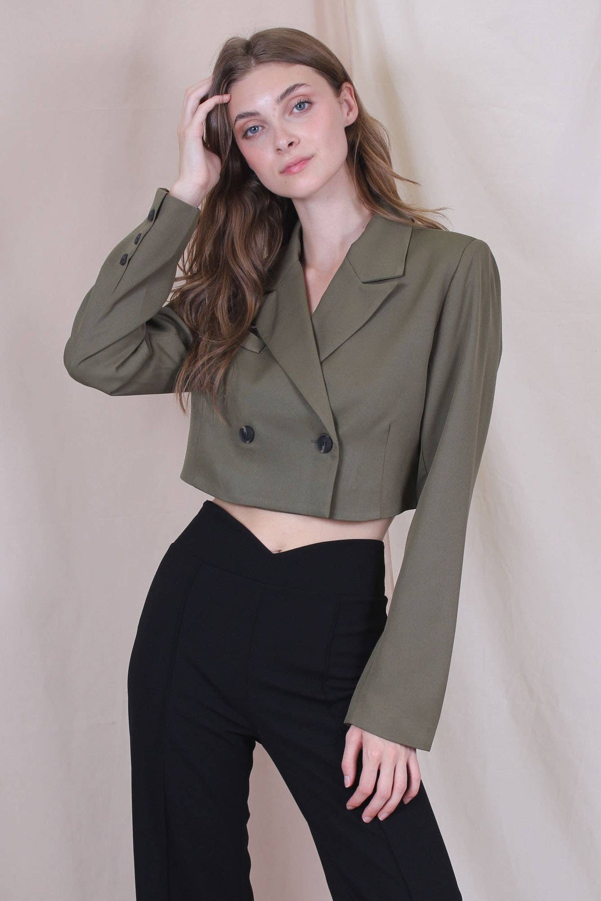 Fore Collection Green Cropped Blazer