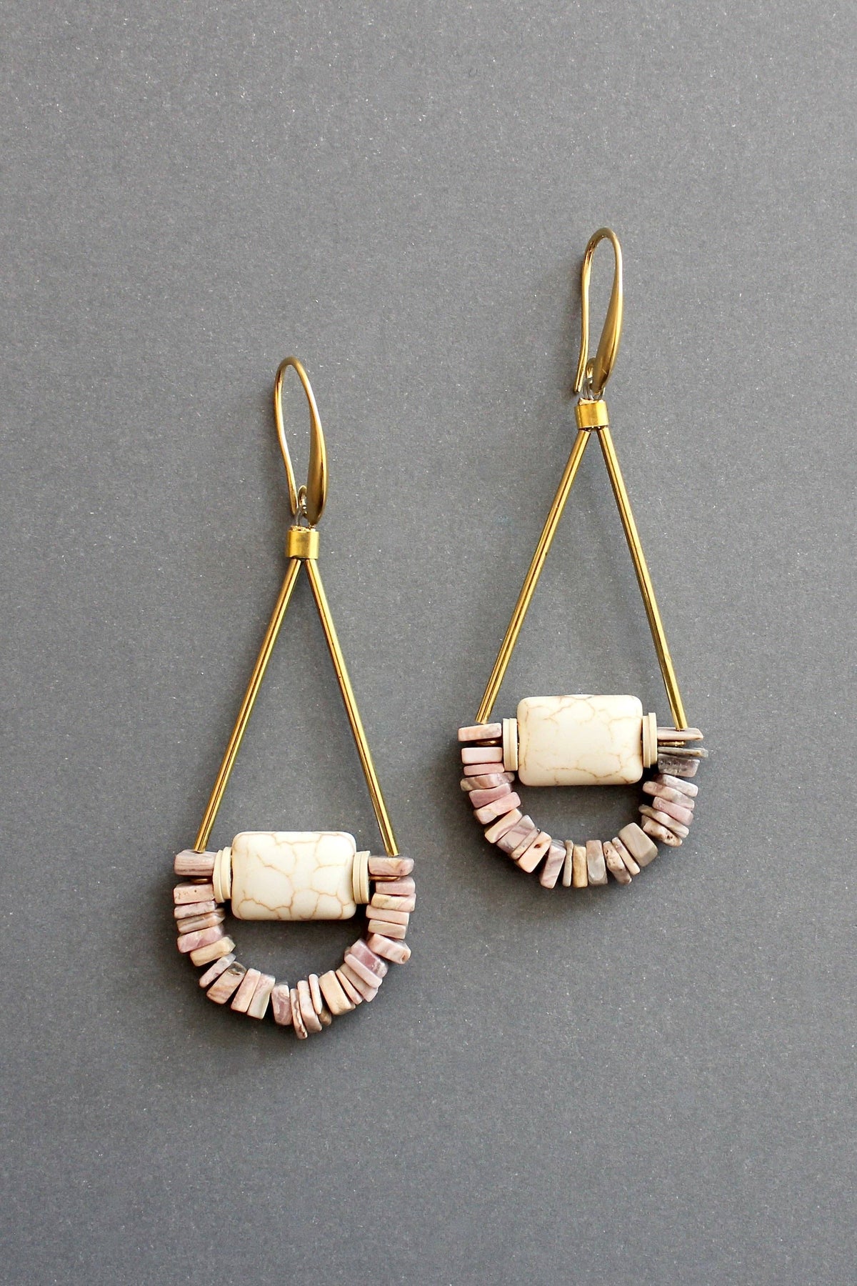 David Aubrey  Rhodochrosite geometric earrings