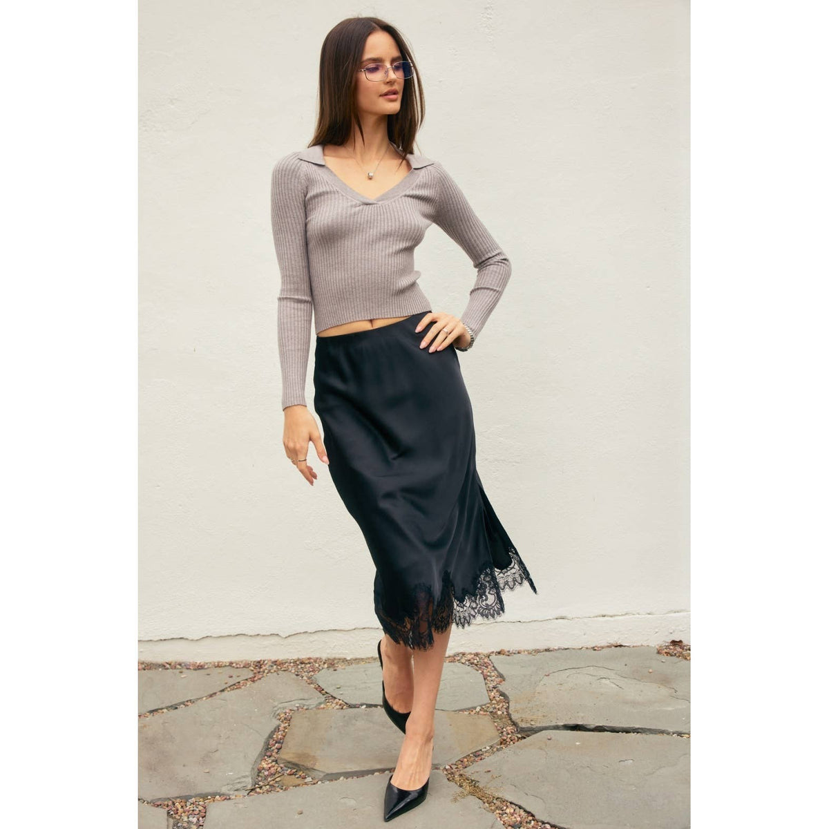 Dress Forum Lace Hem Pencil Skirt