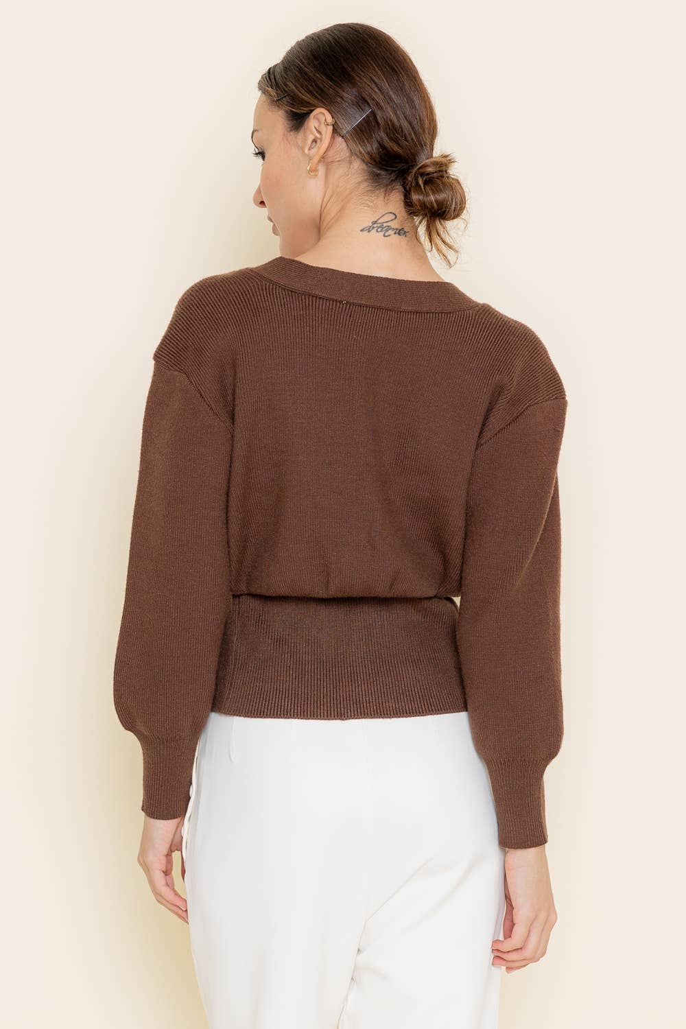 Fore Collection Gold Button Cardigan - Grey