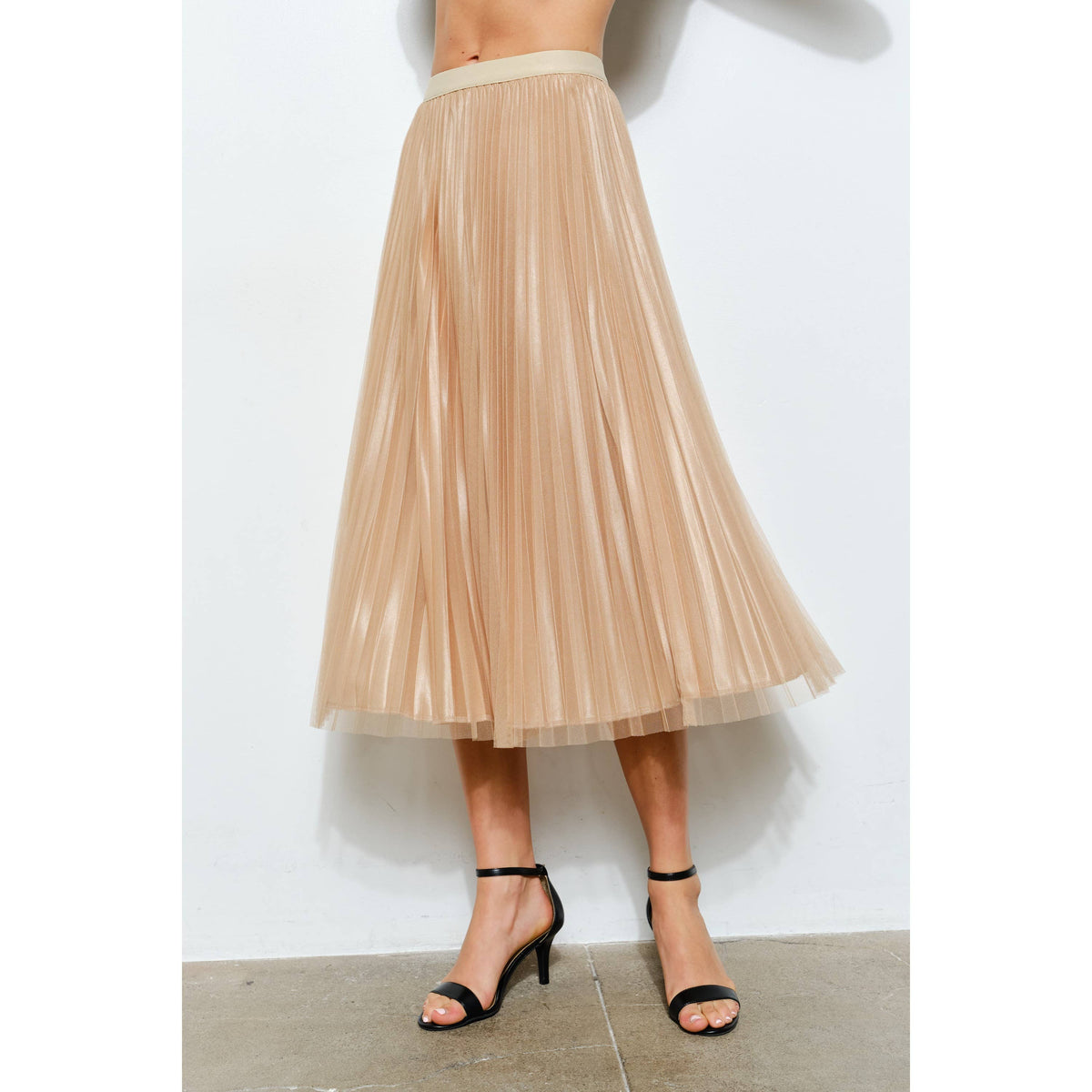 INA Shimmer Pleated Tulle Skirt