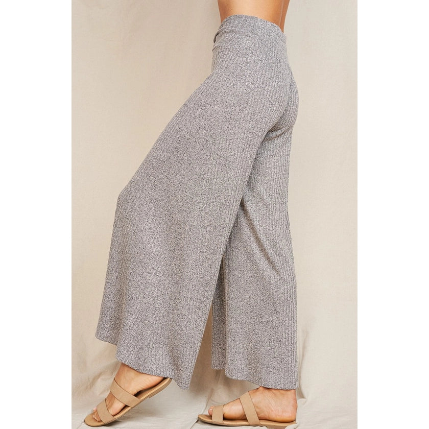Maronie Wide Leg Twist Front Pants | Heather Grey