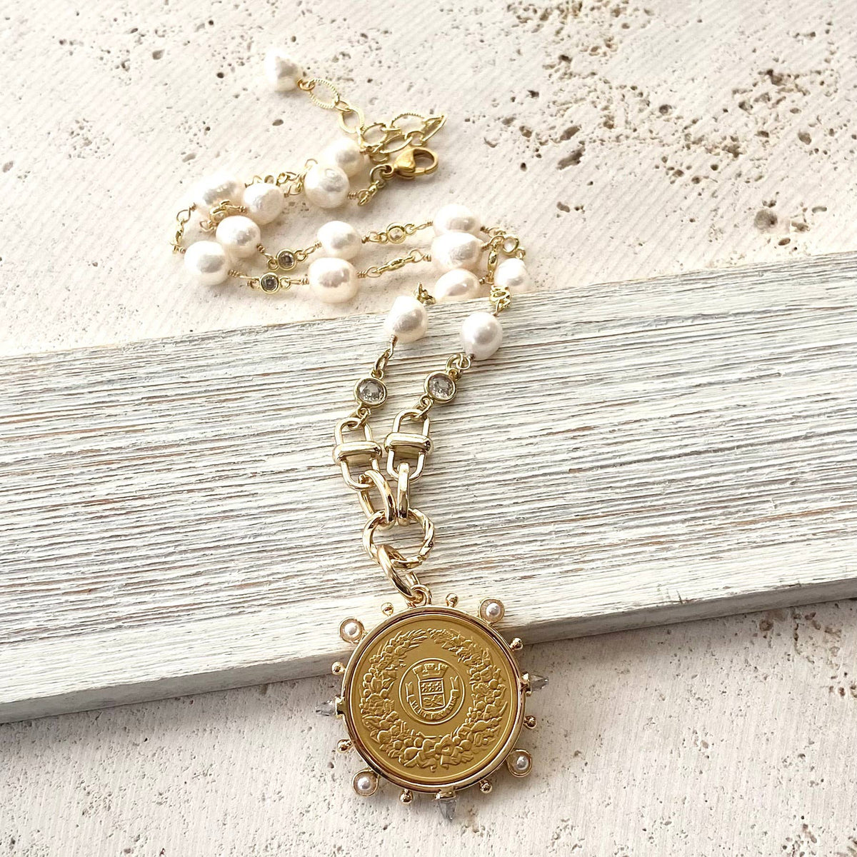 VB&CO Pearl and Coin Necklace