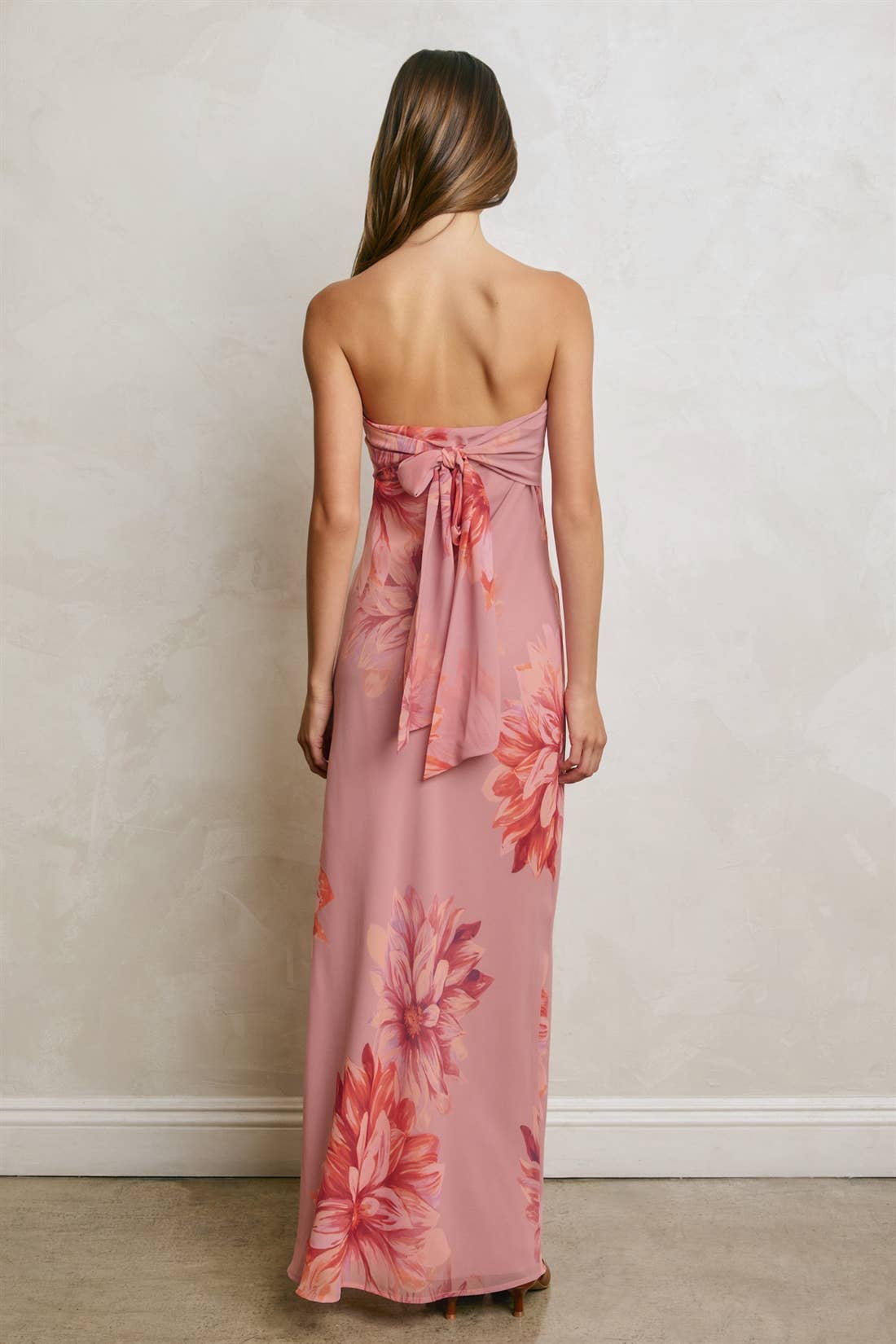 Dress Forum Floral Strapless Tie Back Maxi Dress