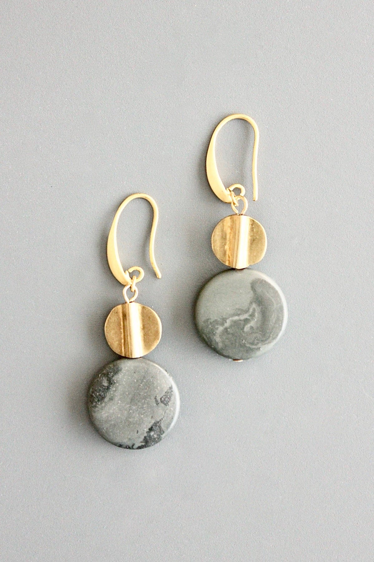 David Aubrey Jasper and brass earrings