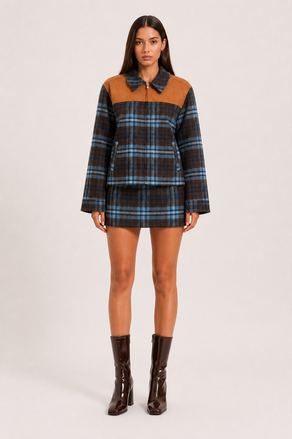 Fore Collection Plaid Mini Skirt