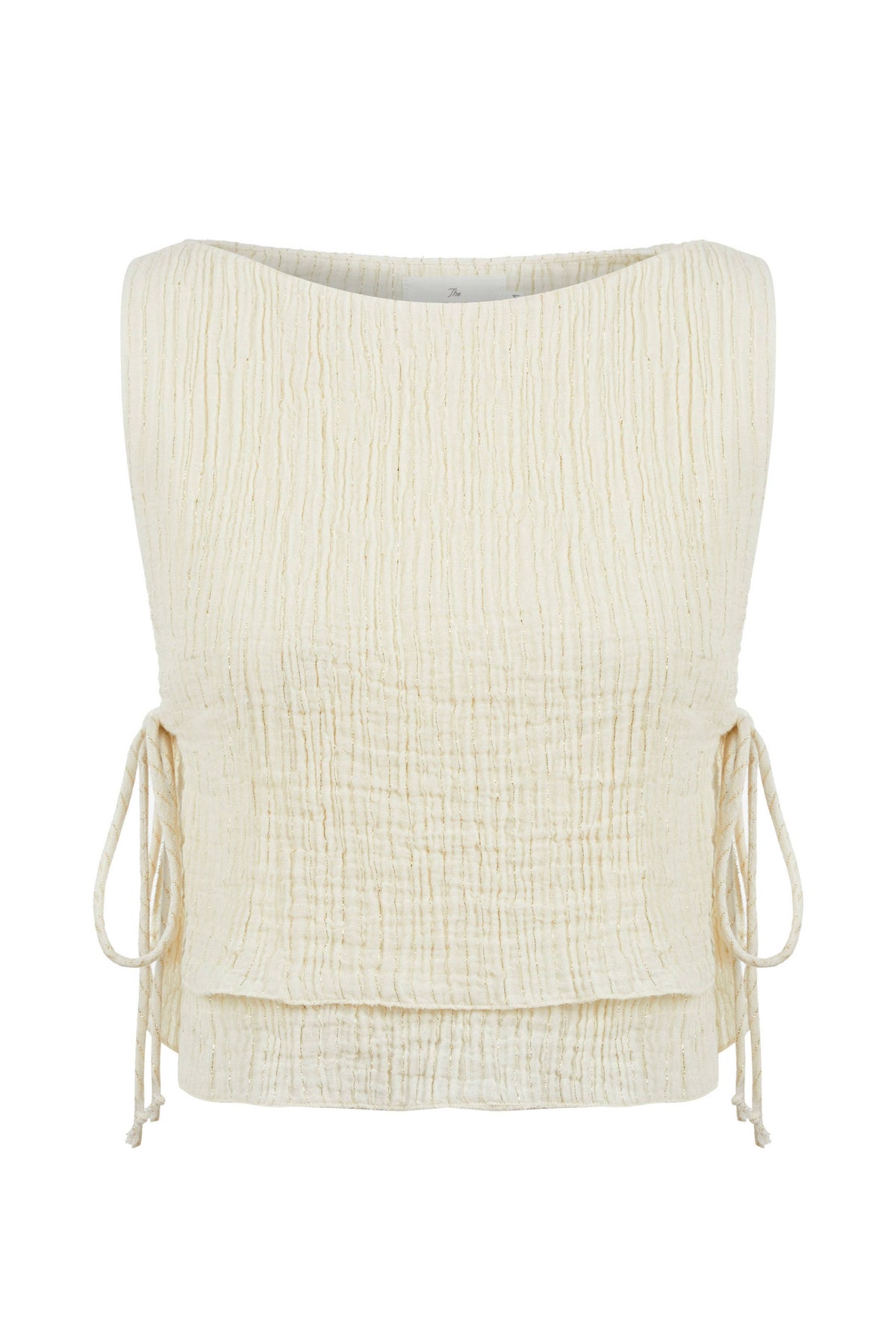 The Handloom Mia Side Ties Top - Gold Stripes