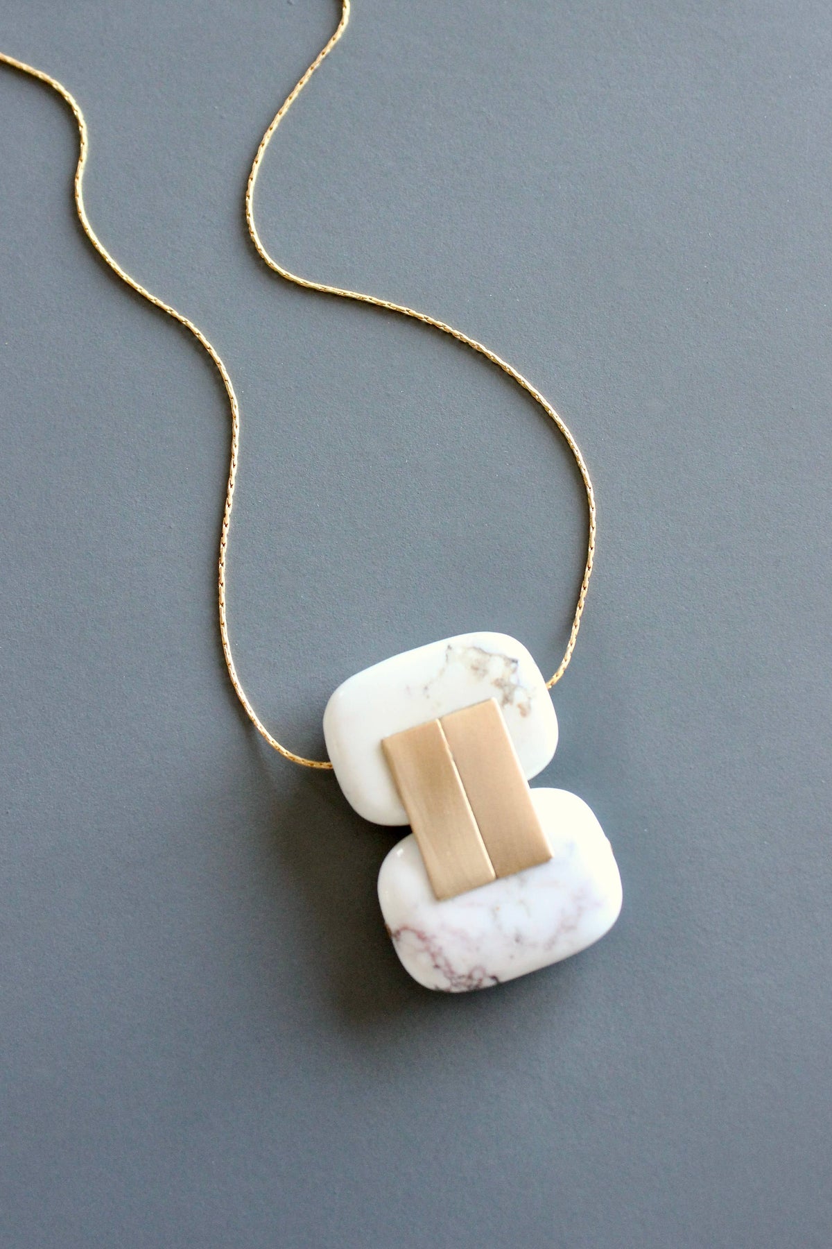 David Aubrey  White turquoise geometric pendant