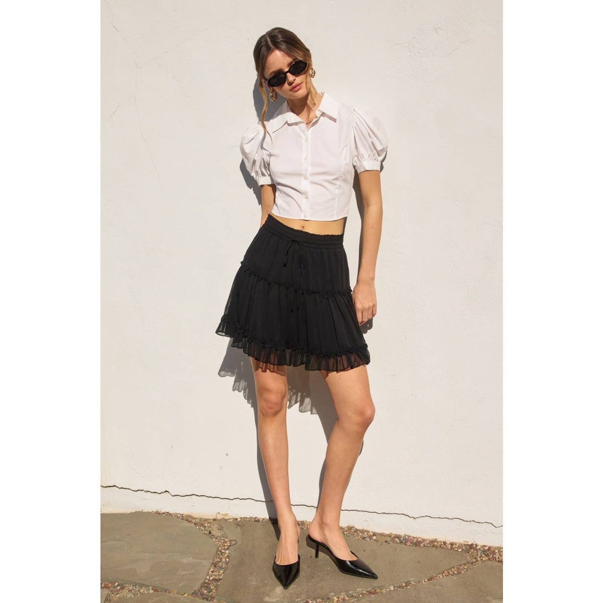 Dress Forum Chiffon Tiered Mini Skirt