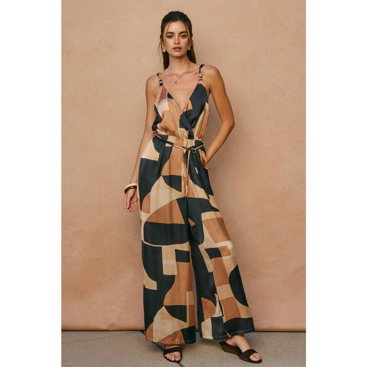 Dress Forum Printed Surplice Jumpsuit