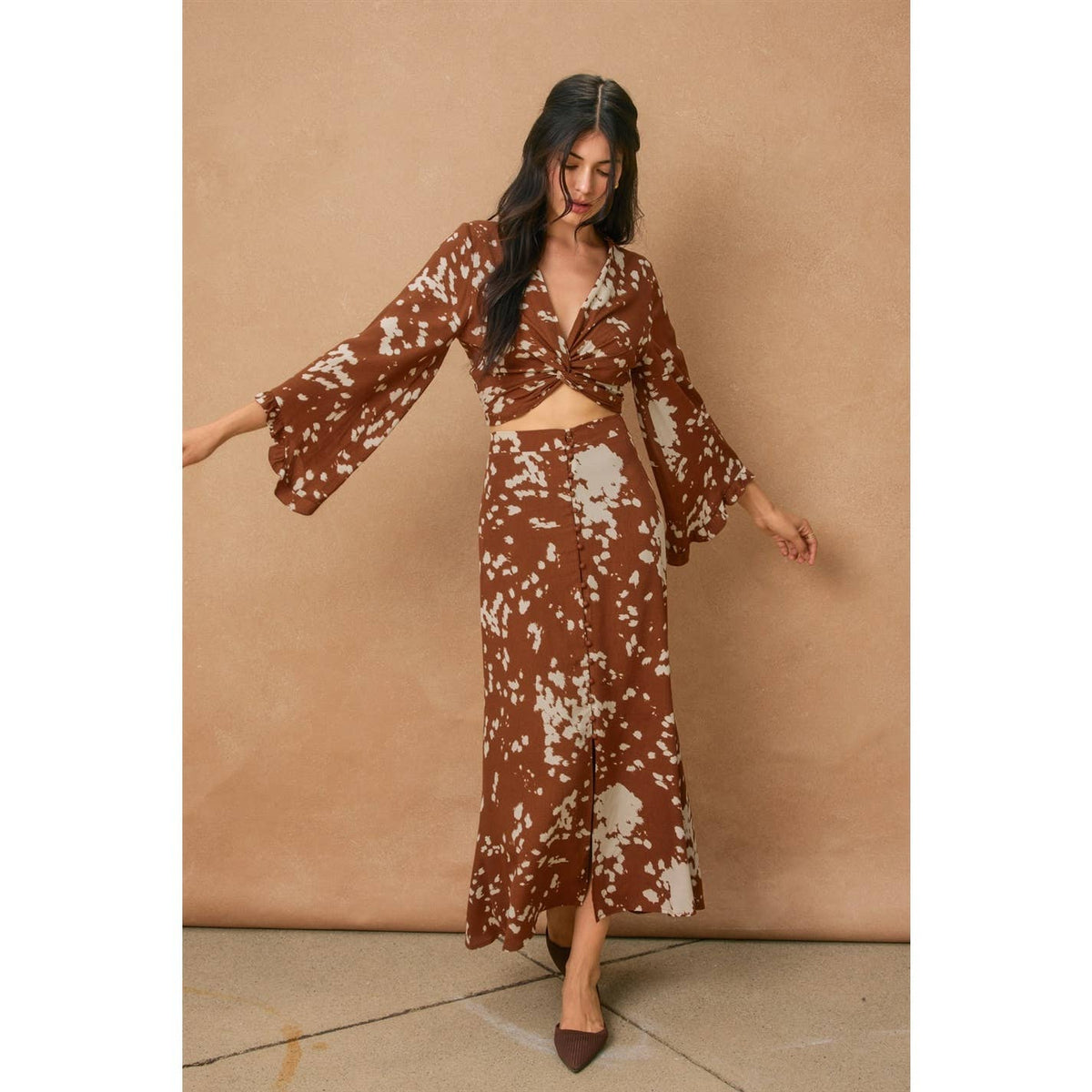 Dress Forum Cowprint Ruffle Crop Top