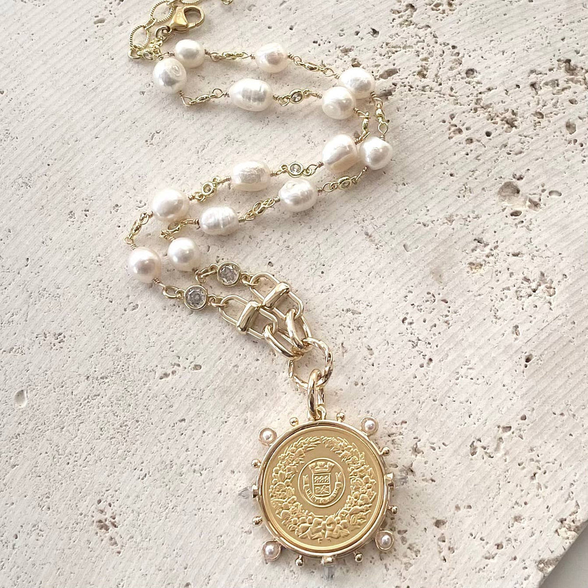 VB&CO Pearl and Coin Necklace