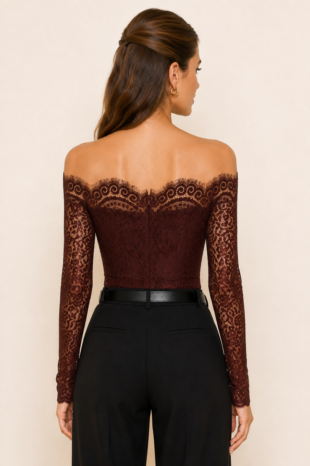 Fore Collection Burgundy Lace Bodysuit