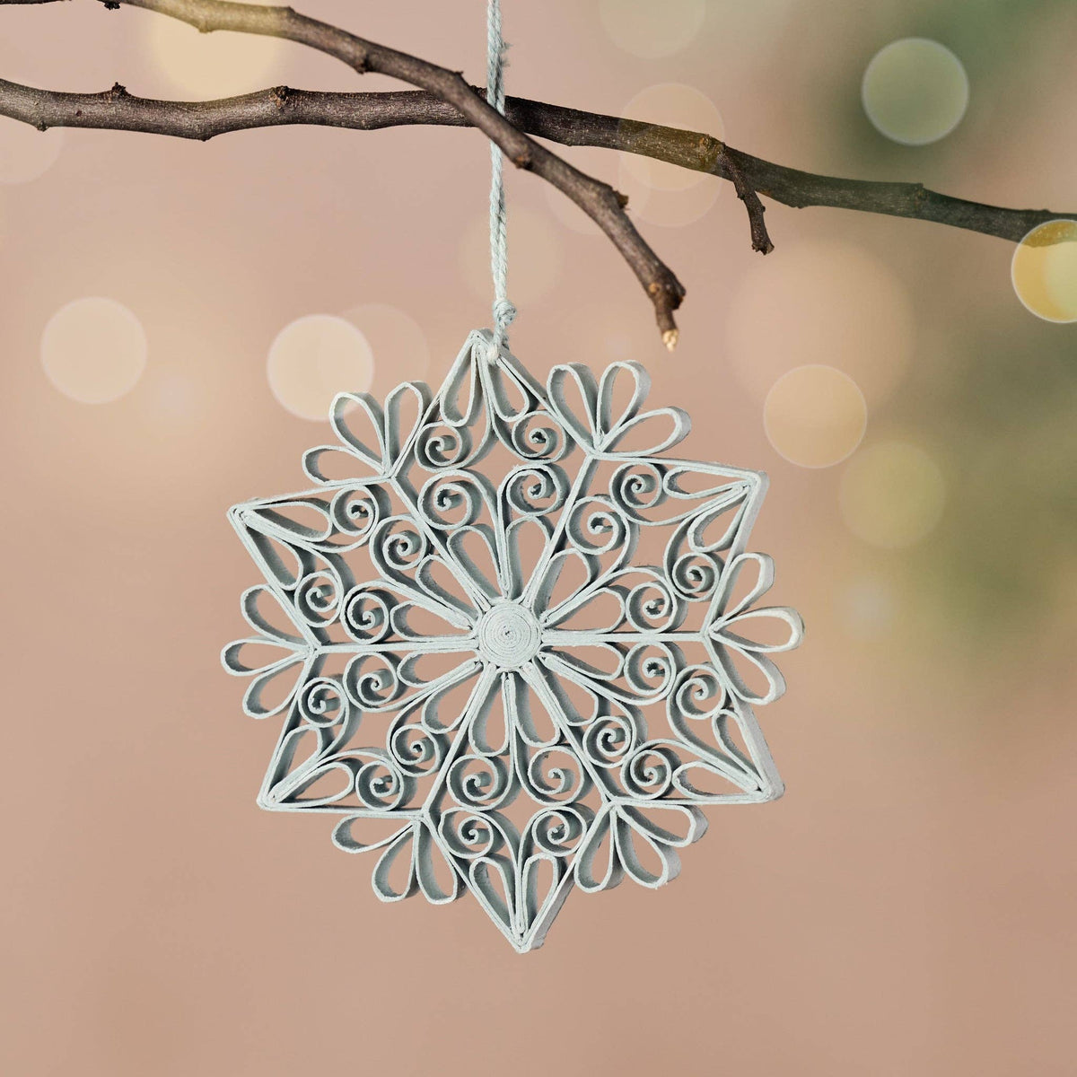10 TV Kula Quilled Snowflake Ornament - Silver