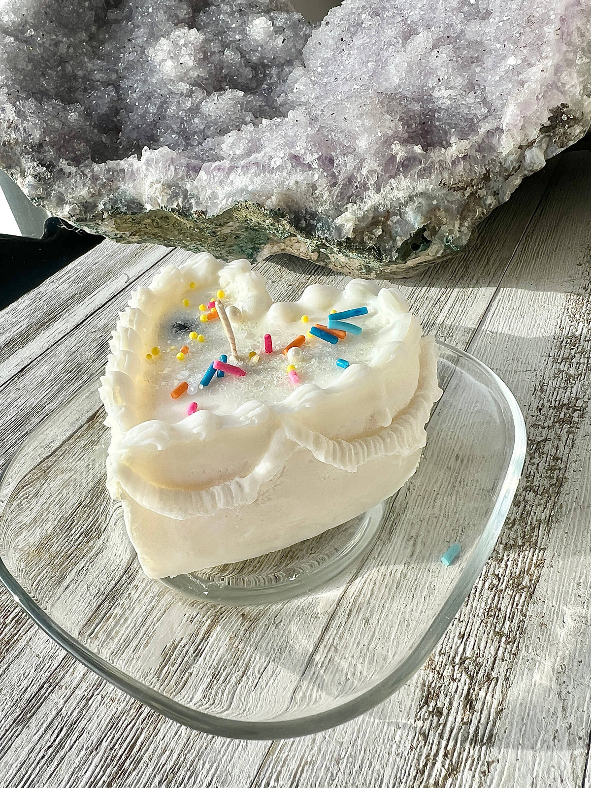 Lunastry Birthday Cake Candle with surprise crystal inside