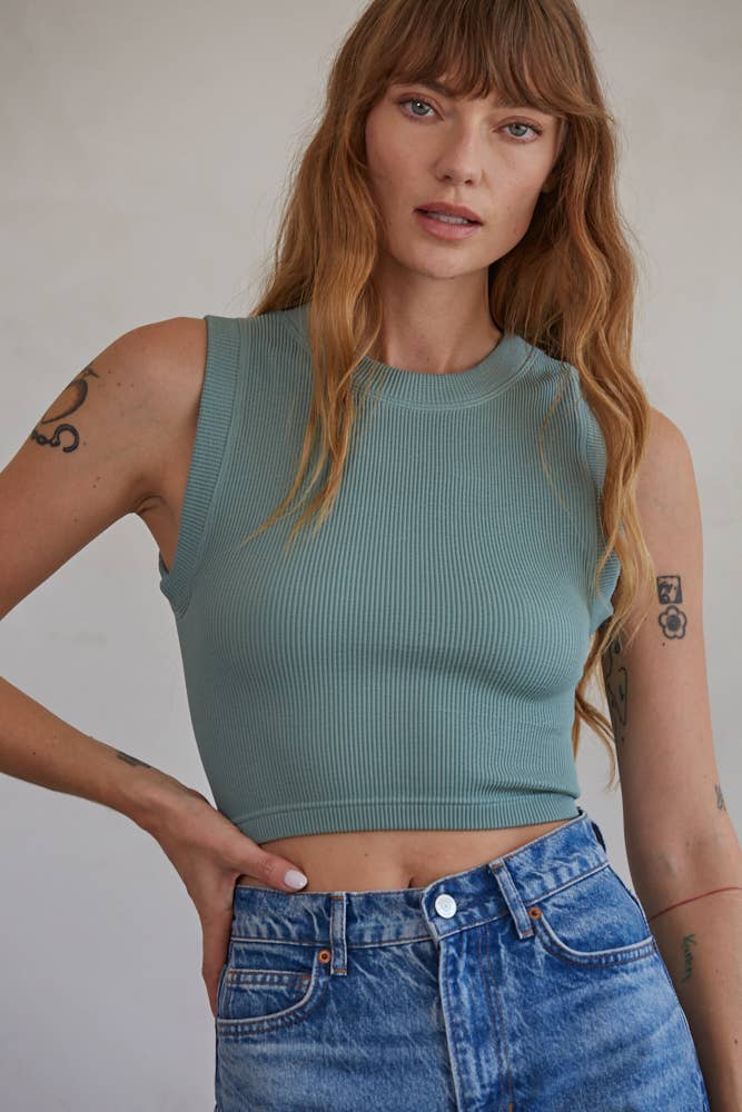 By Together Round Neck Ribbed Top