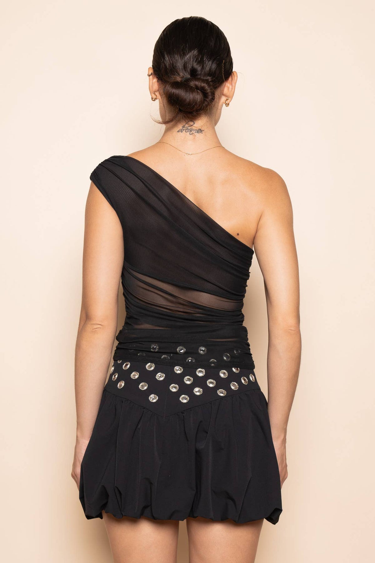 Fore Collection One Shoulder Mesh Tank Top
