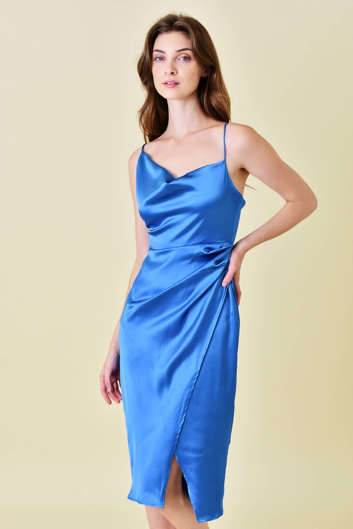 Fore Satin Wrap Midi Dress