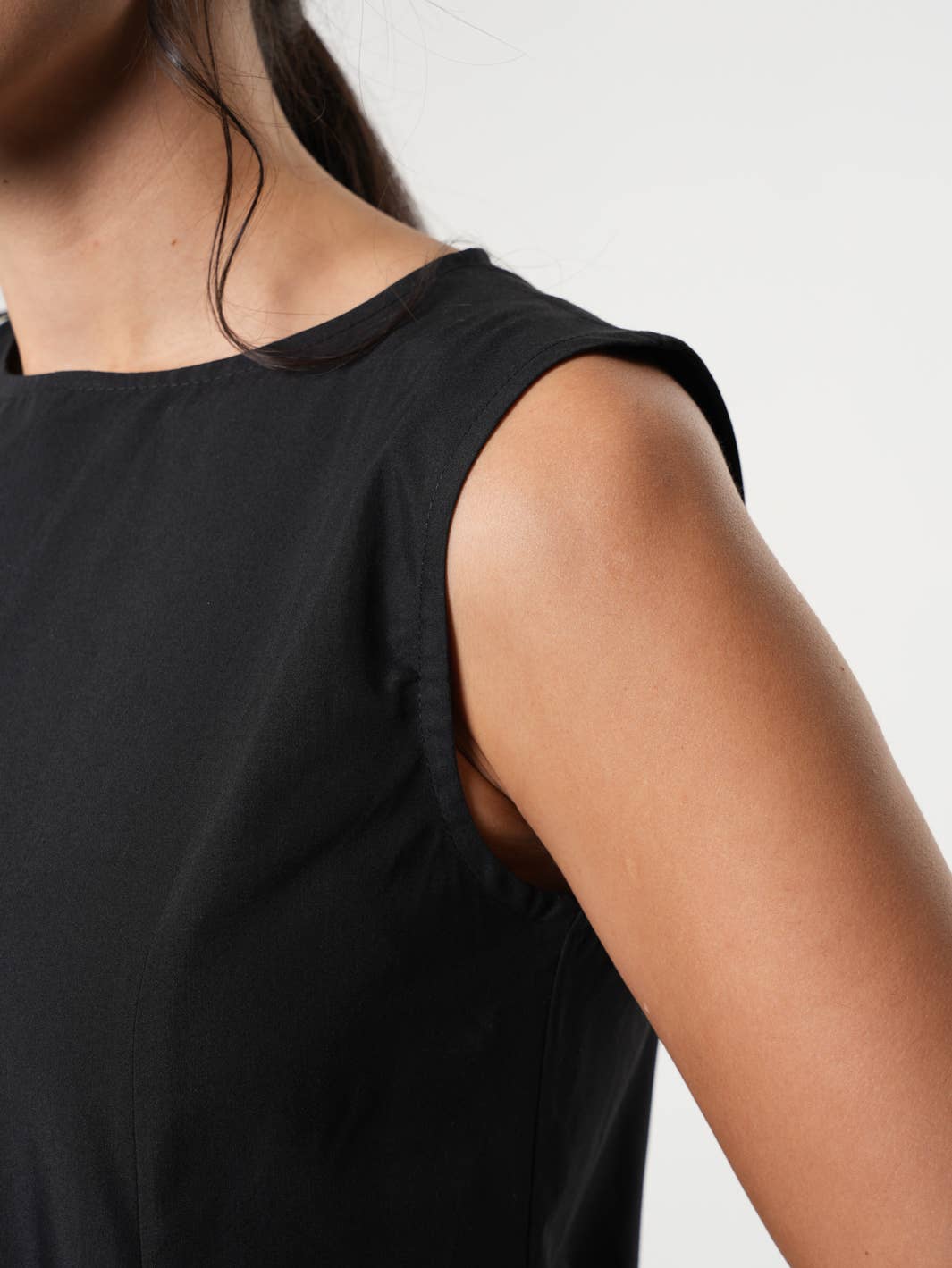 Metamorphoza Sleeveless Black Dress With Drapings