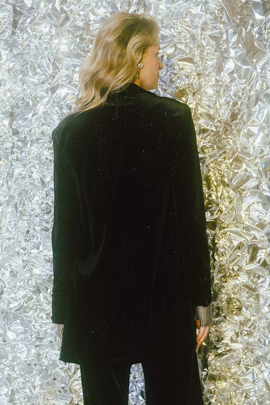 Endless Blu Velvet Blazer