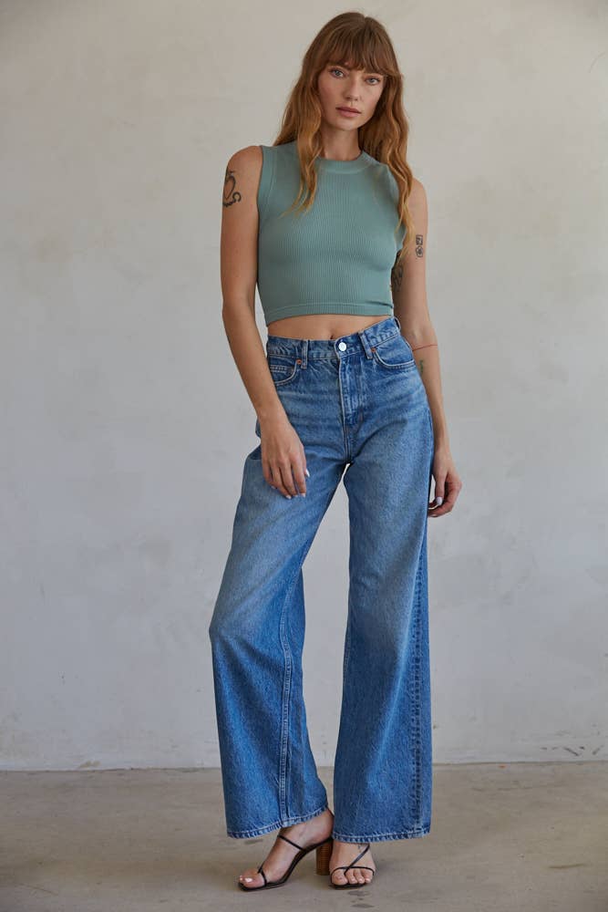 By Together Round Neck Ribbed Top