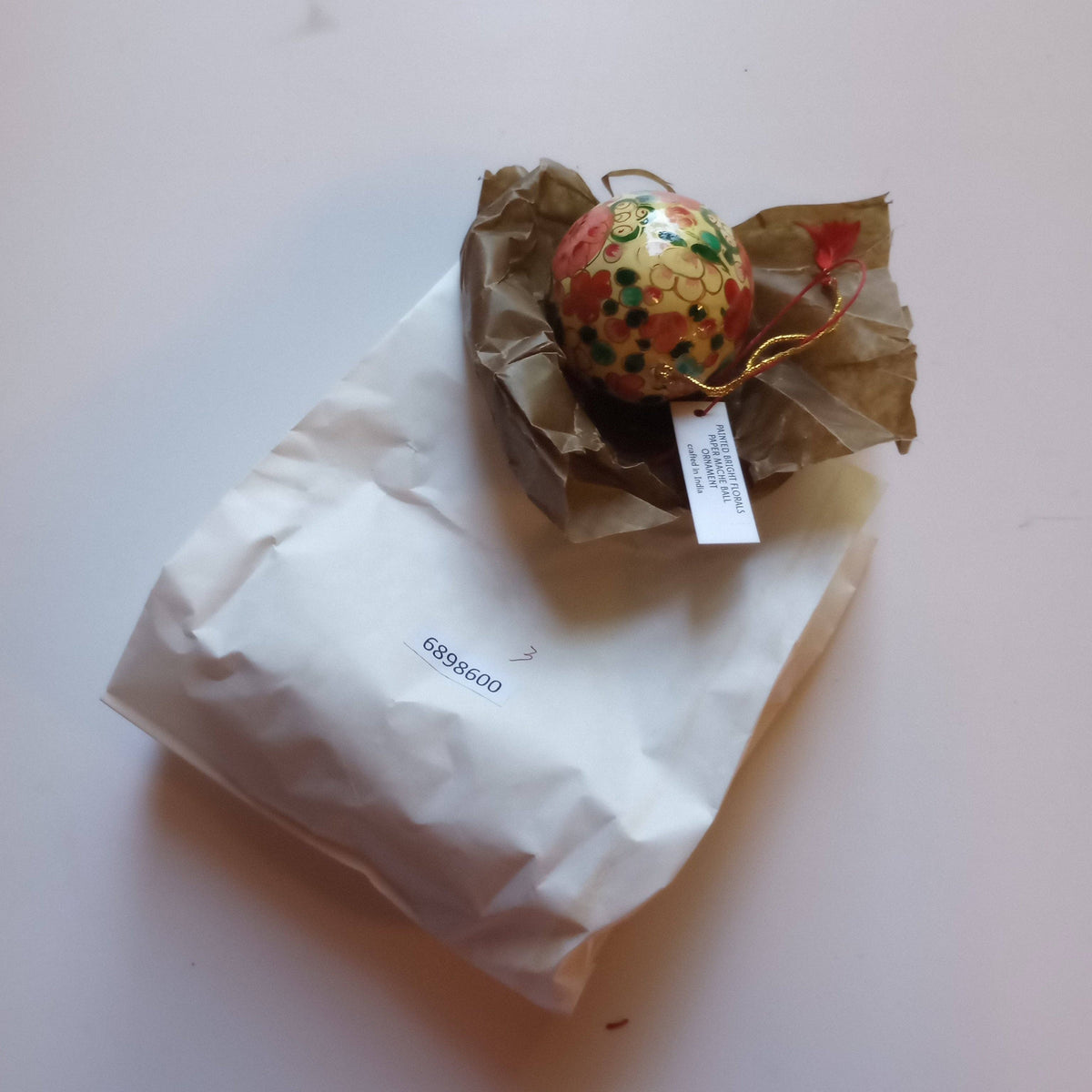 10 TV Painted Bright Florals Paper Mache Ball Ornament