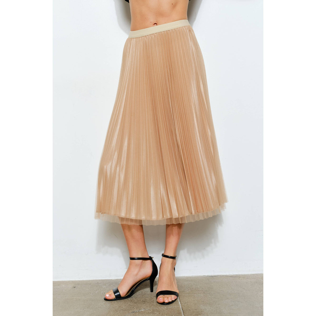 INA Shimmer Pleated Tulle Skirt