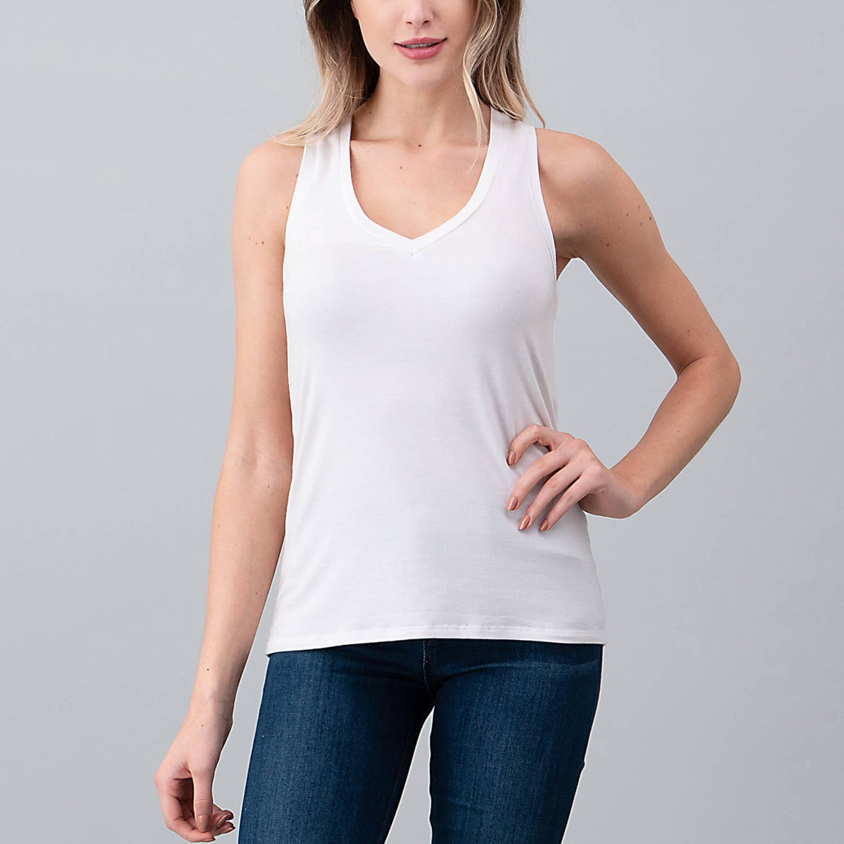 Heimious V-Neck Racer Back Tank Top
