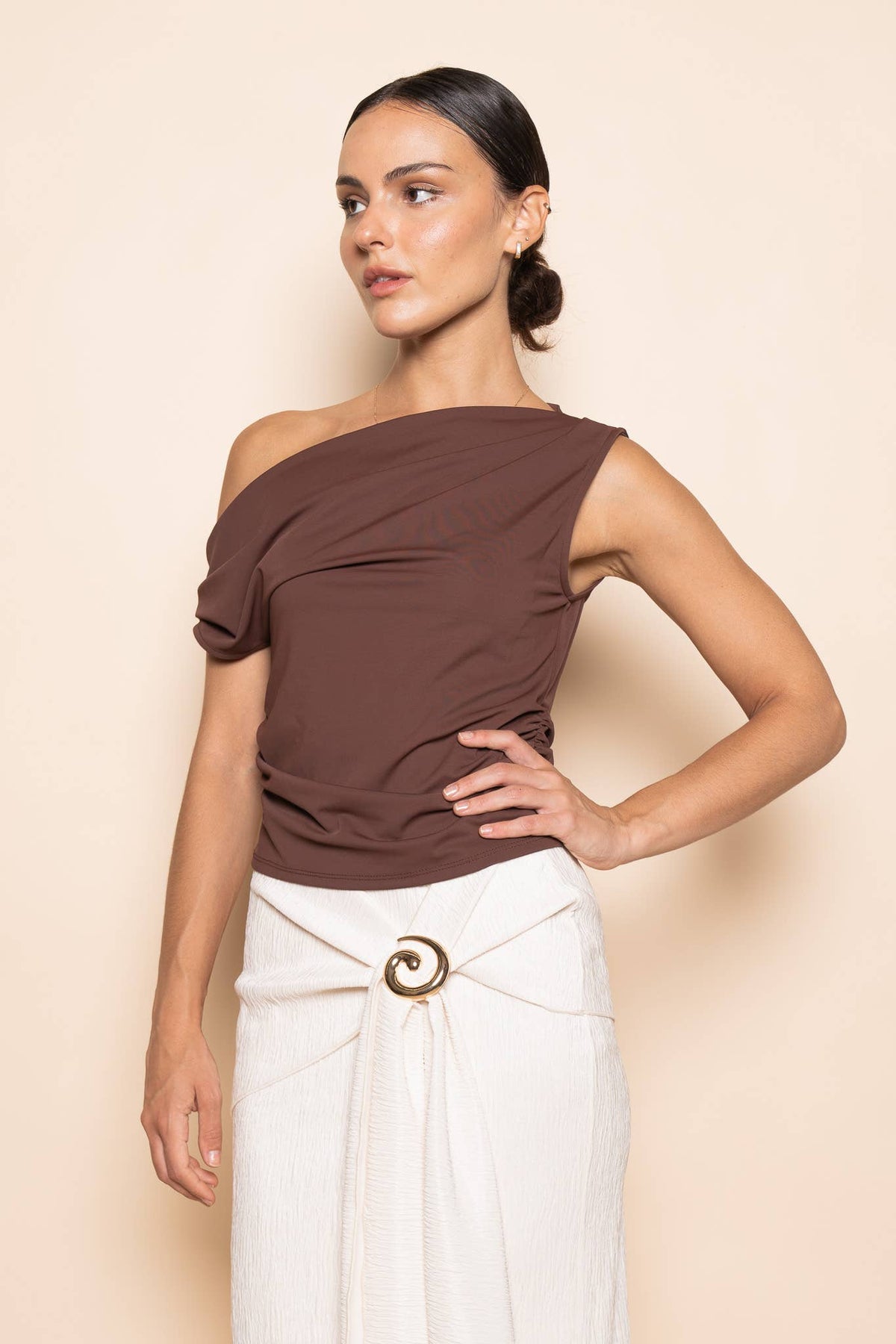 Fore Collection Chocolate Asymmetric Top