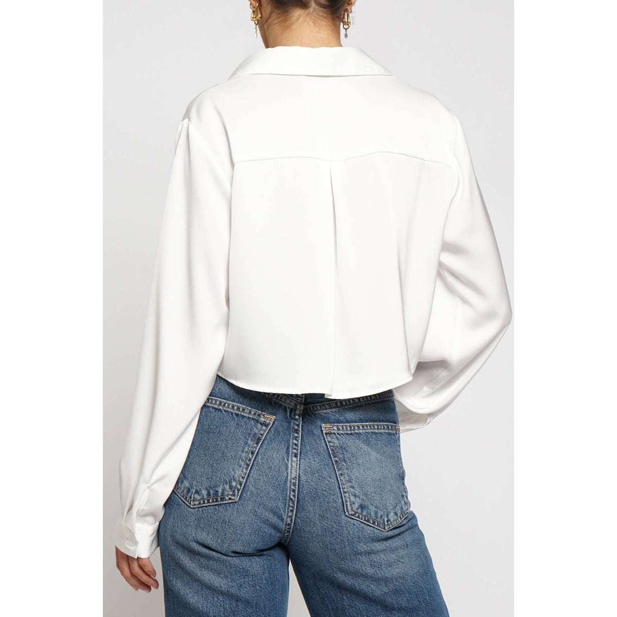 Sans Souci Cropped Satin Blouse