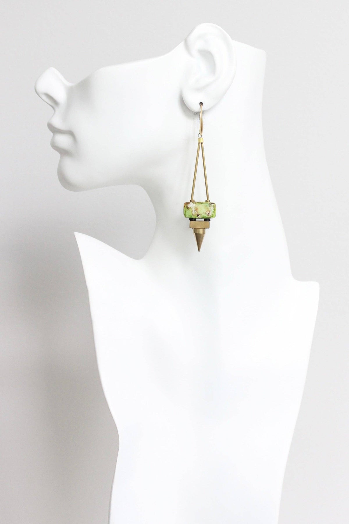 David Aubrey  Green jasper spike earrings