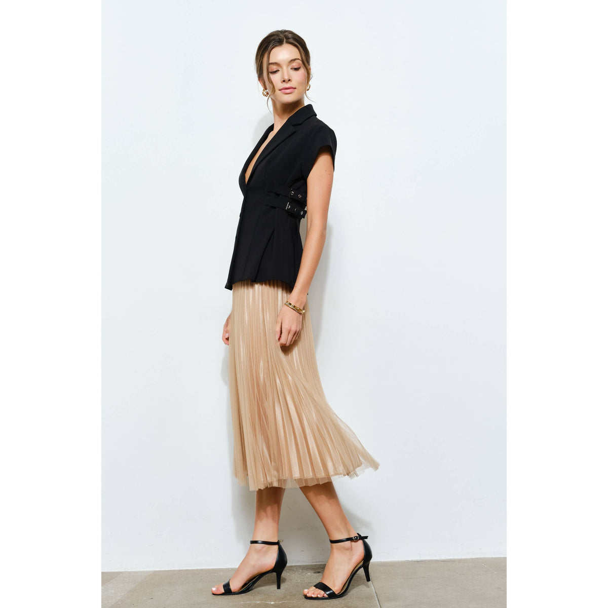 INA Shimmer Pleated Tulle Skirt