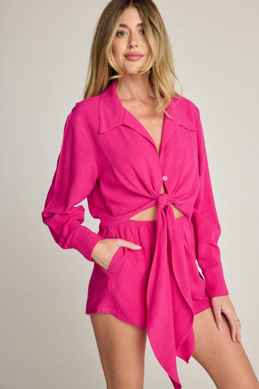 Sunday Ritual Rhea Wrap Top - Fuchsia