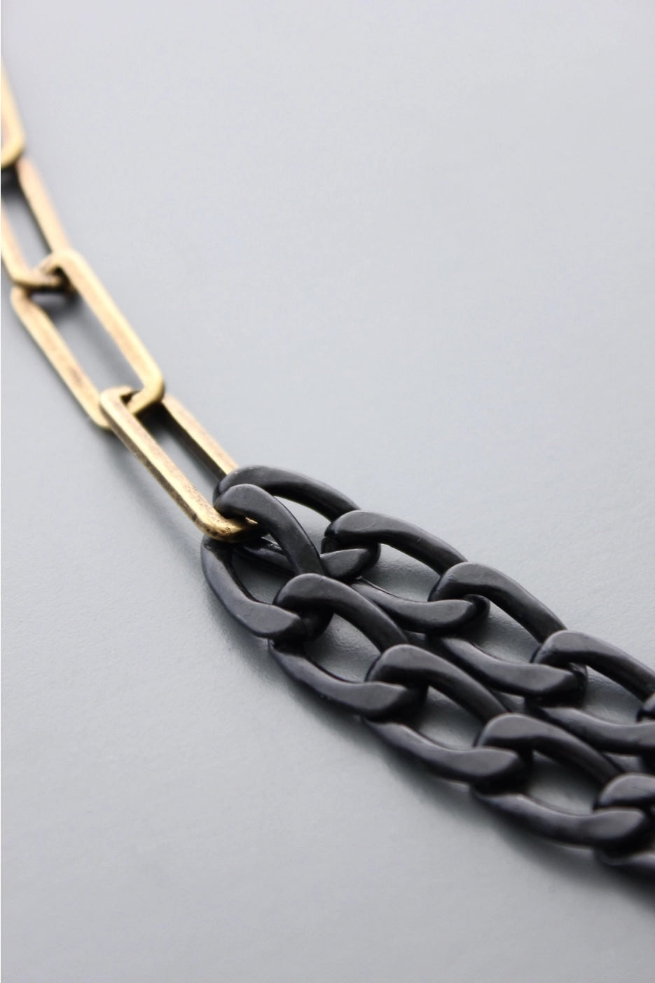 David Aubrey Black and Brass Chain Necklace