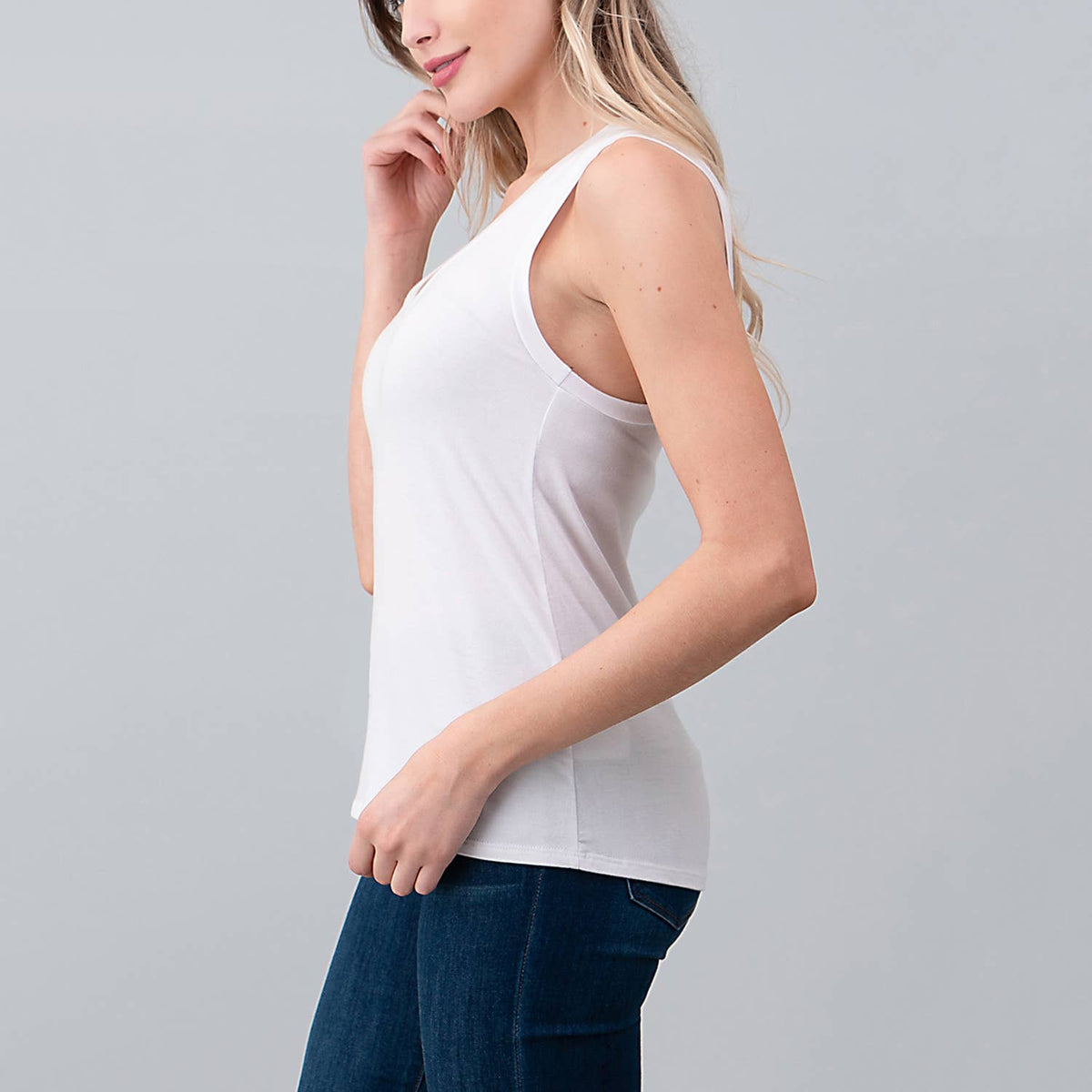 Heimious V-Neck Racer Back Tank Top