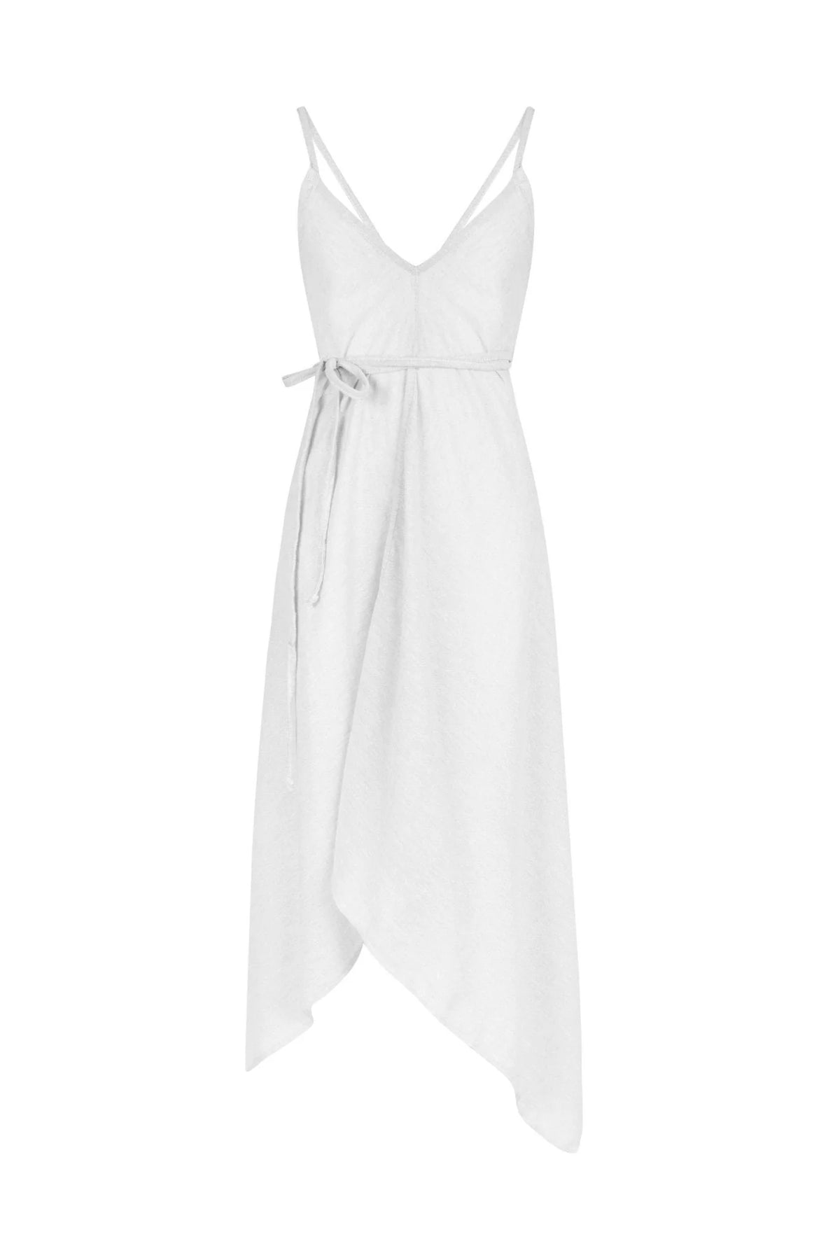 The Handloom Sage Tie Dress - White