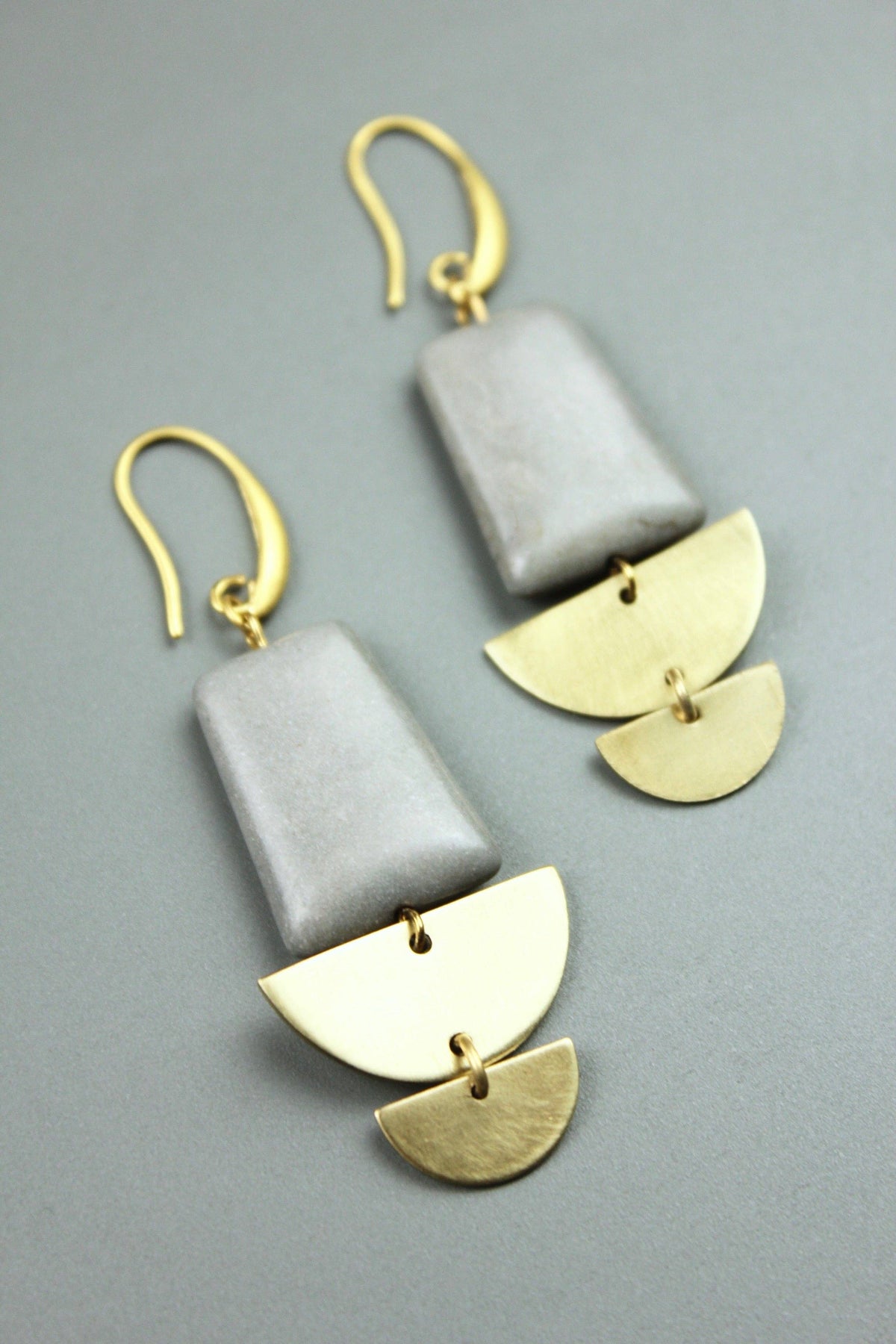 David Aubrey Geometric gray and brass earrings