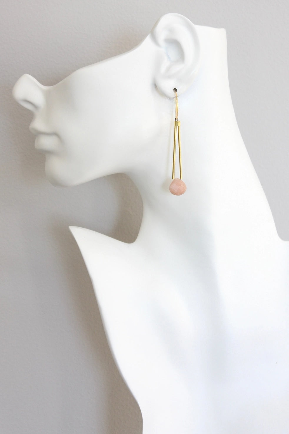 David Aubrey Peach Moonstone Drop Earrings