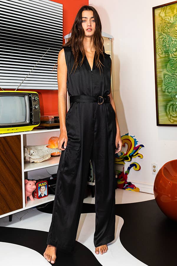 Bucketlist Silky Cargo Jumpsuit