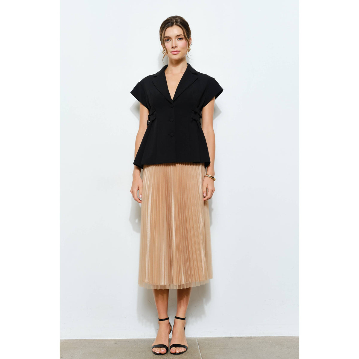 INA Shimmer Pleated Tulle Skirt