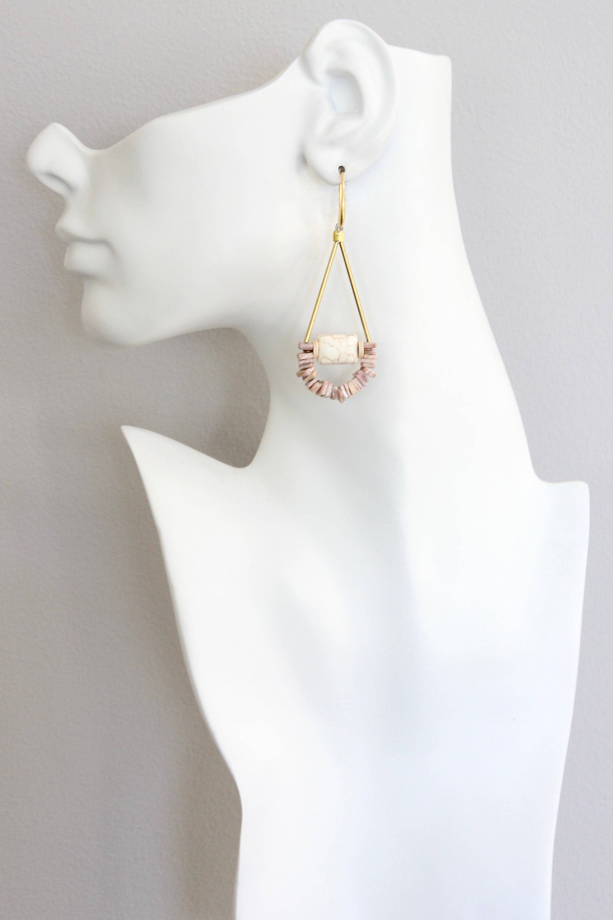 David Aubrey  Rhodochrosite geometric earrings