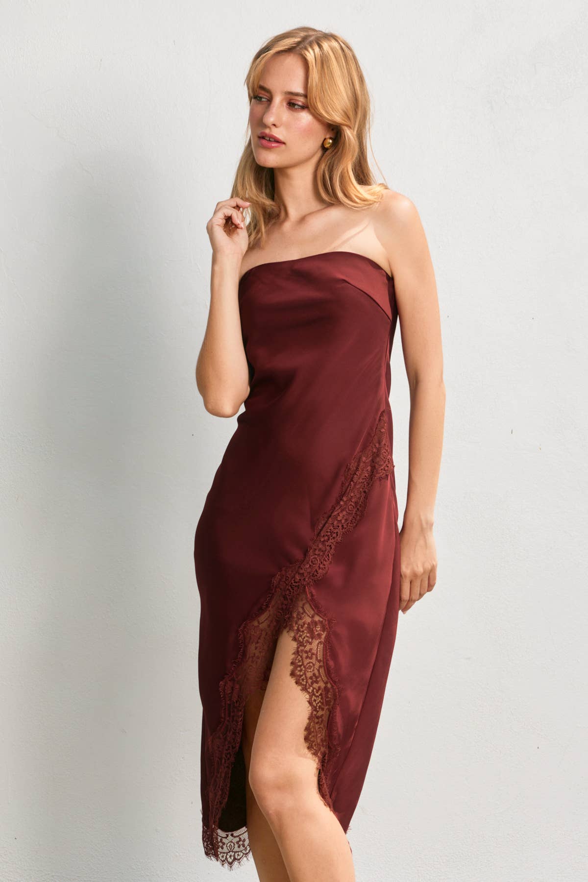 Dress Forum Lace Hem Midi Dress